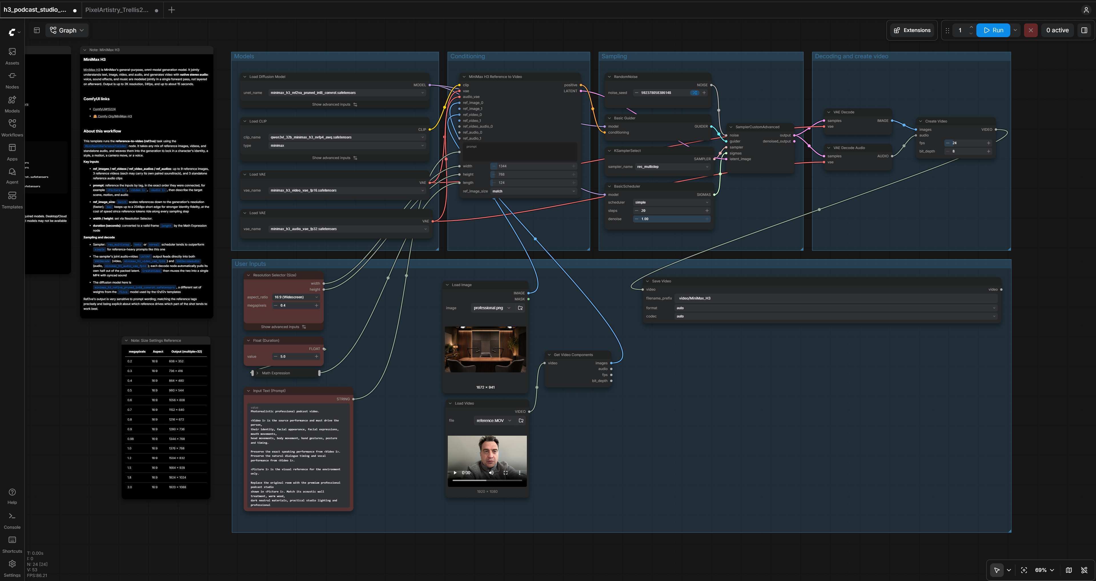 ComfyUI workflow for the podcast studio experiment