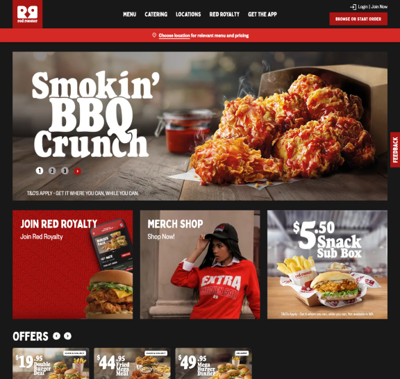 Red Rooster's consumer website