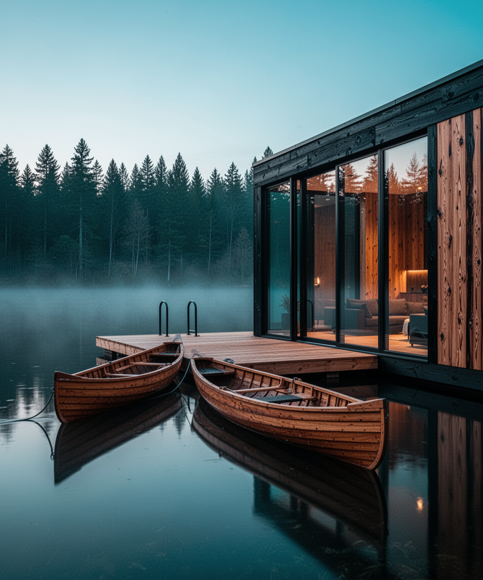 Private dock and canoe